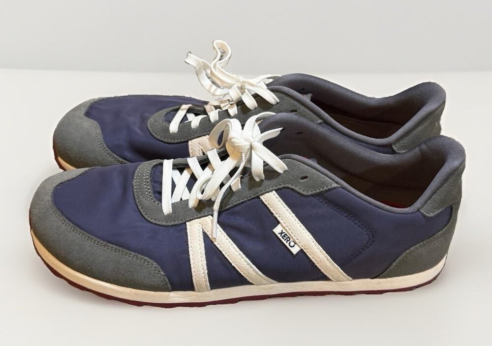 Xero Shoes Men’s Wynn Barefoot Retro Casual Sneaker, Blue/Grey/Red Size 13 NWOB